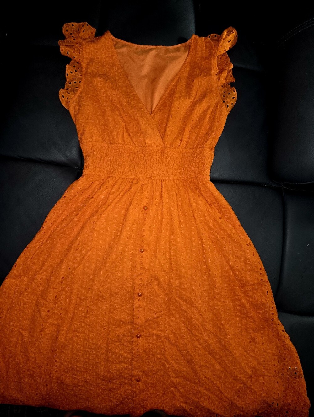 NWOT Orange eyelet fit and flare dress